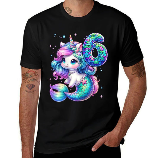 Unicorn Mermaid 6th Birthday 6 Year Old Party Girls Outfit  Vintage-inspired T-Shirt