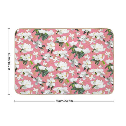 Bright Magnolia Floral Halfdrop on Pink F4849c  Easy Maintenance Bath Mat