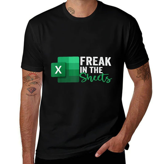 Freak In The Sheets, Accountant Funny Spreadsheet Excel  Ribbed Collar T-Shirt