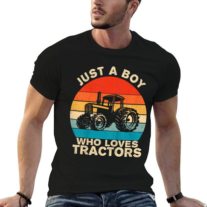 Kids Farm Lifestyle Just A Boy Who Loves Tractors Boys  Tagless Design T-Shirt