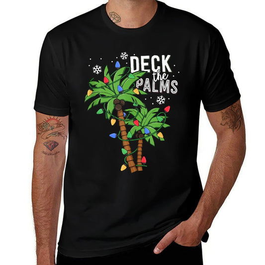 Deck The Palms Tropical Hawaii Christmas Palm Tree Lights  Moisture-wicking T-Shirt