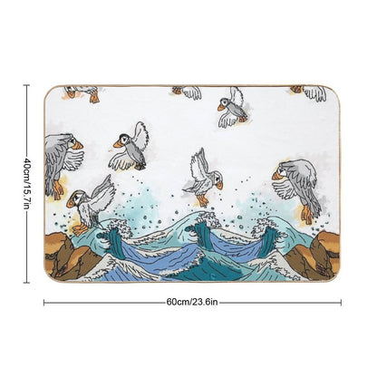 Puffins on The Sea  Alba  Stain-Proof Bath Mat