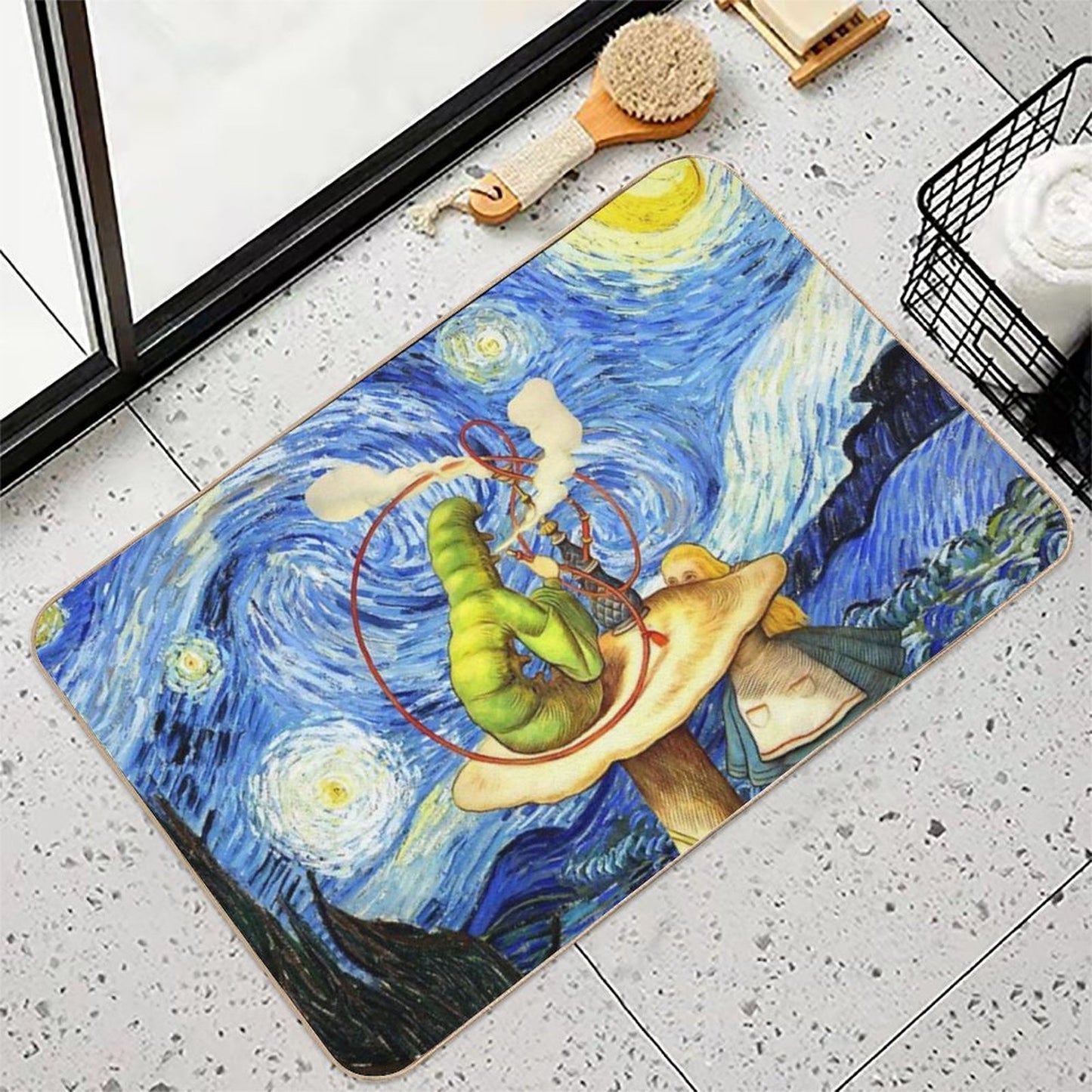 Alice & The Caterpillar Starry Night - Alice In Wonderland  Long-Lasting Bath Mat
