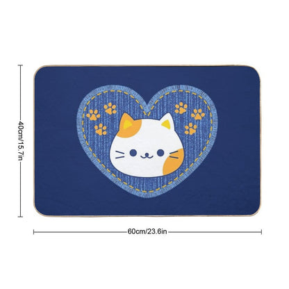 Cat Heart  Repositionable Bath Mat