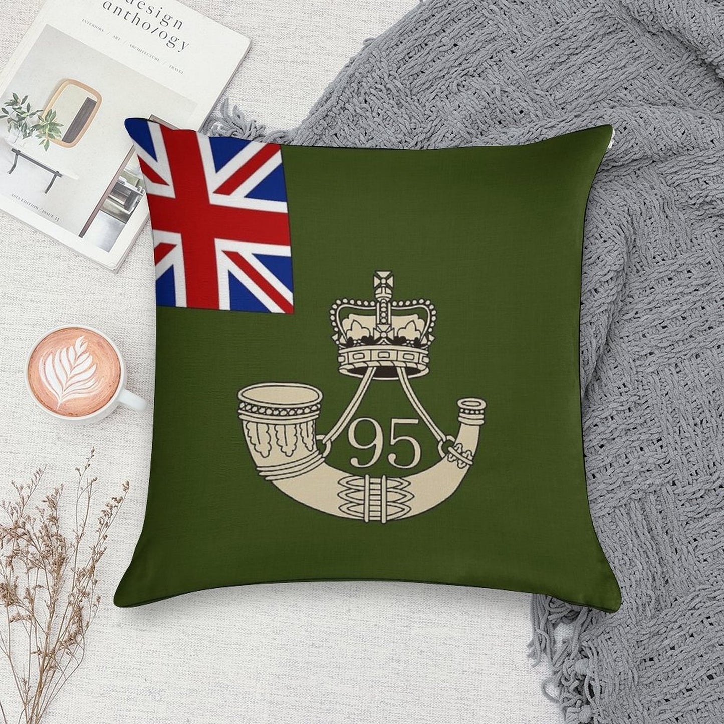Napoleonic British Flag of The 95th Rifles Soft Luxury Feel Throw Pillow