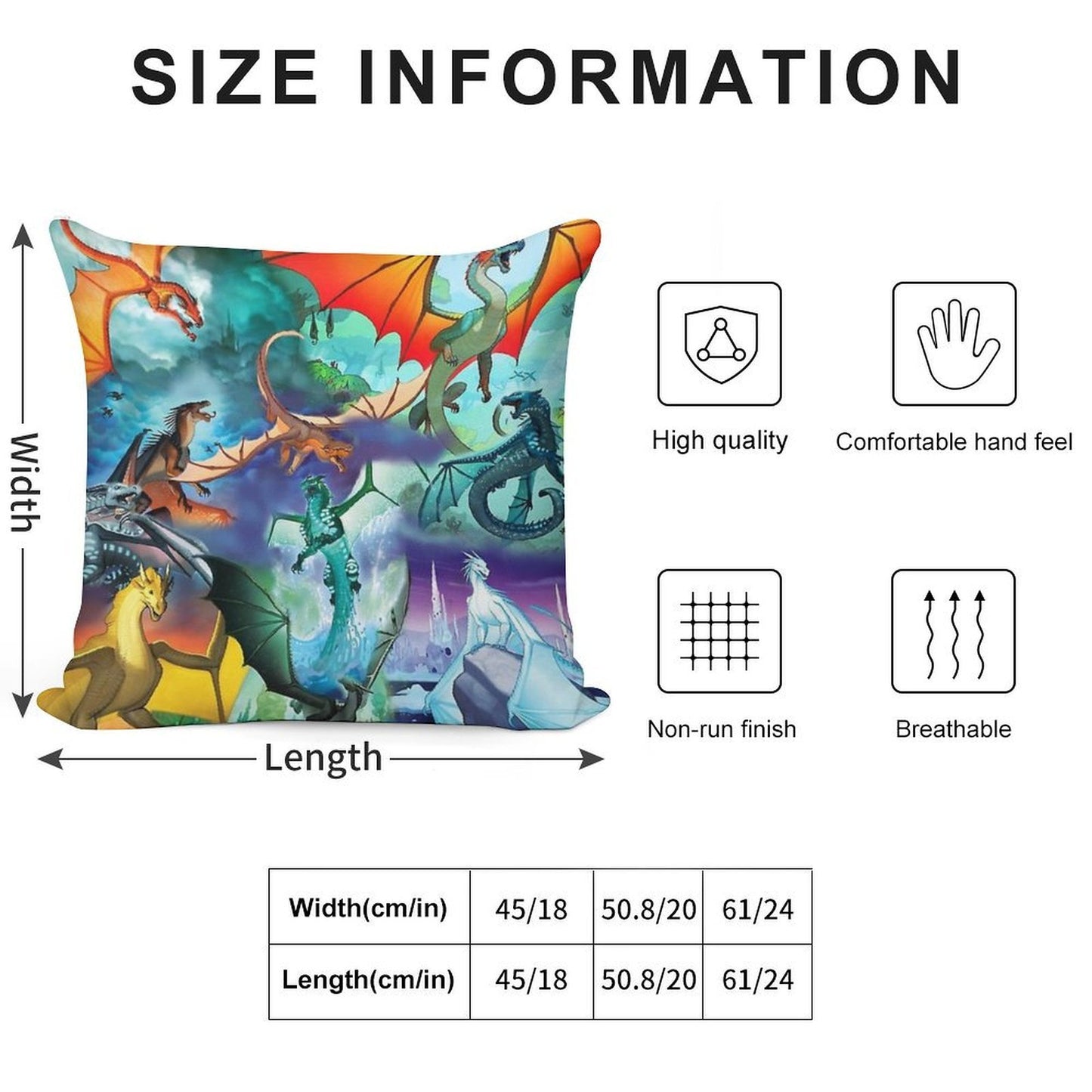 Wing of Fire All Dragon Pattern Background Soft Reinforced Edging Throw Pillow