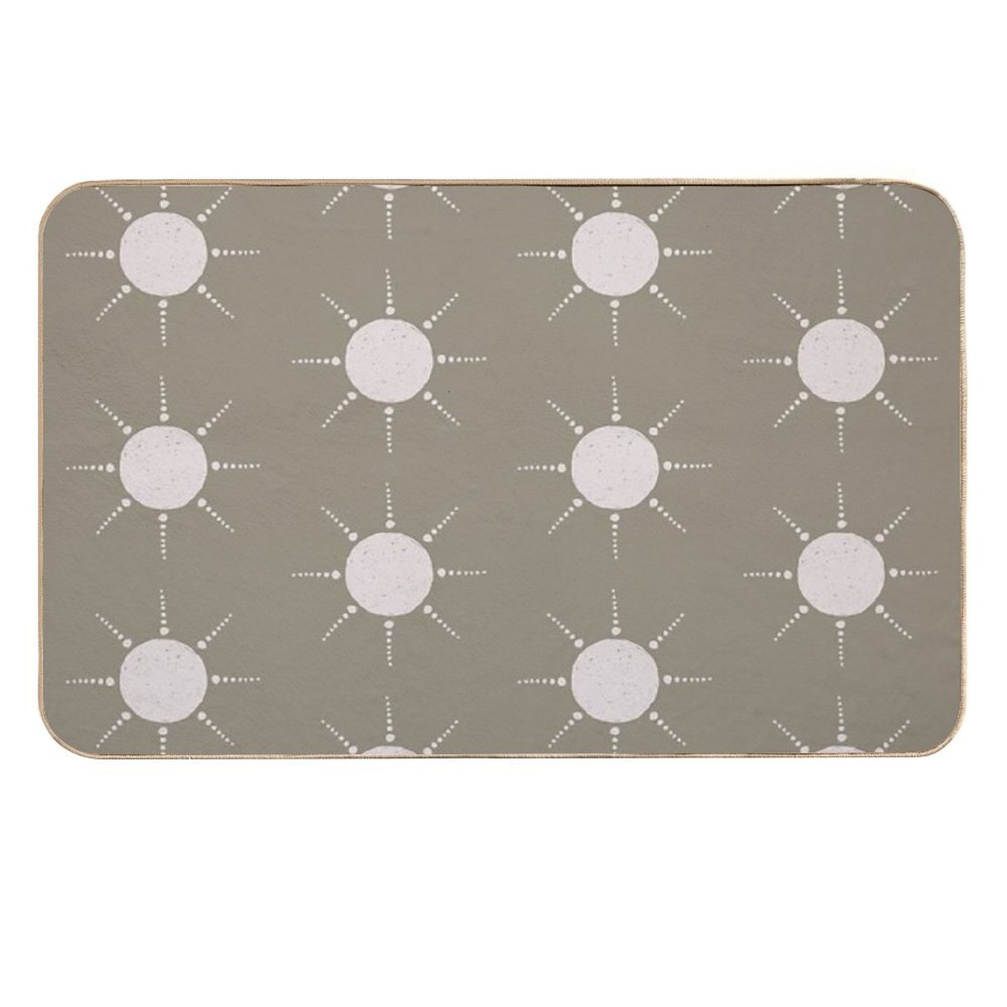 Pretty Polka Dots Sun Pattern Boho Aesthetic In Muted Colors Muted Green  Toxin-Free Bath Mat