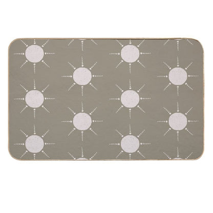 Pretty Polka Dots Sun Pattern Boho Aesthetic In Muted Colors Muted Green  Toxin-Free Bath Mat