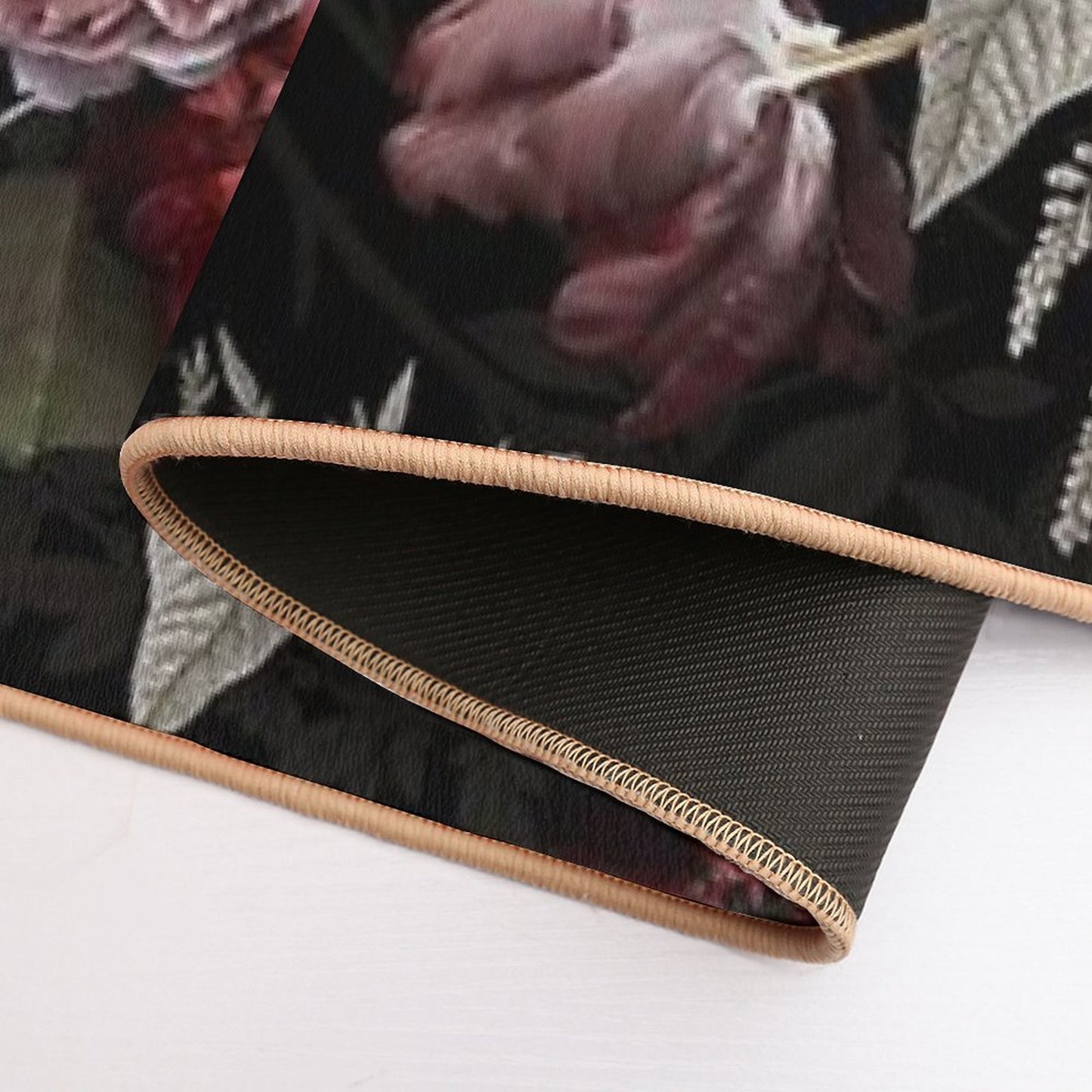 Dutch Vintage Midnight Roses And Tulips Pattern Botanical Night Garden Nightgarden  Fade-Resistant Bath Mat