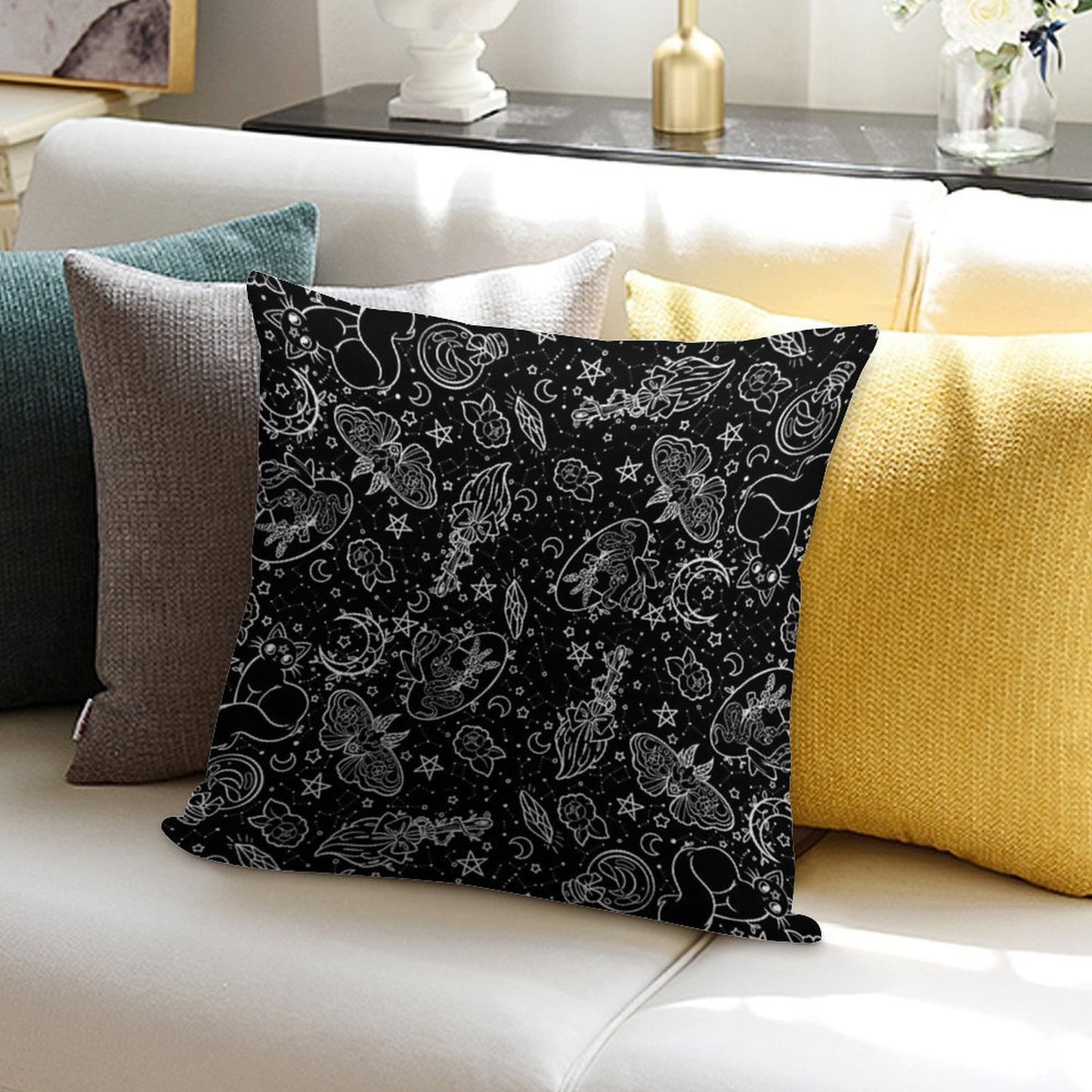 Witch Essentials Pattern Soft High-Density Material Throw Pillow
