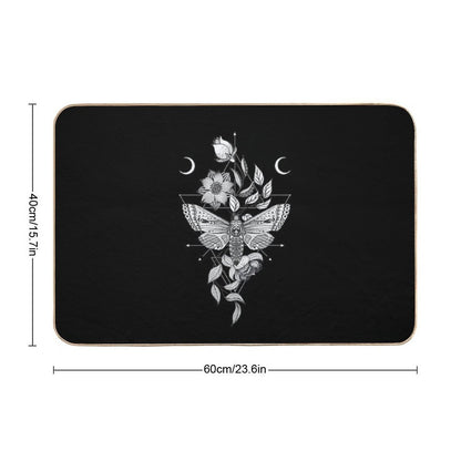 Skull Moth & Flowers • Goth  High-Traffic Bath Mat