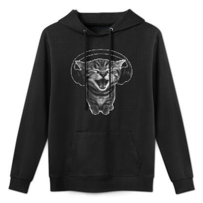 Cute Headphones Cat Funny Y2k Grunge Silly Graphic Shape Retention Hoodie