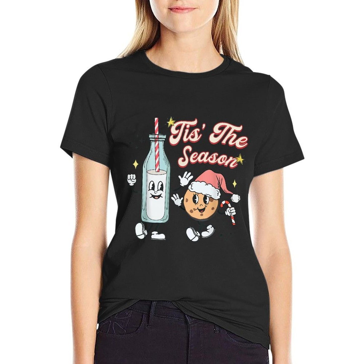 Tis The Season Retro Milk And Cookie Christmas  Breathable T-Shirt