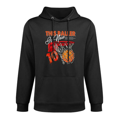 10th Birthday Basketball Funny 10 Years Old Kids Gift Breathable Fabric Hoodie