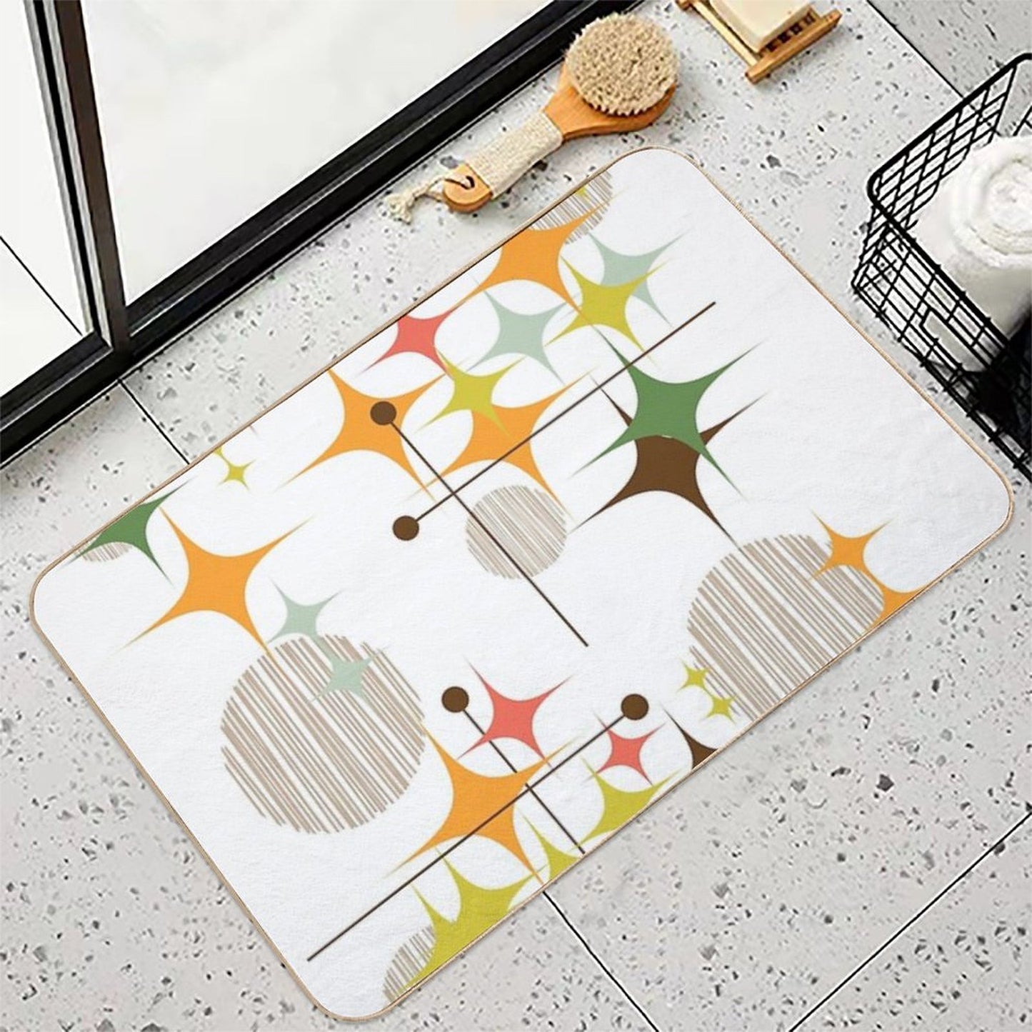 Eames Era Starbursts And Globes 3  Absorbent Bath Mat