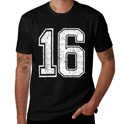 Number 16 Birthday Varsity Sports Team Jersey  Wrinkle-resistant T-Shirt