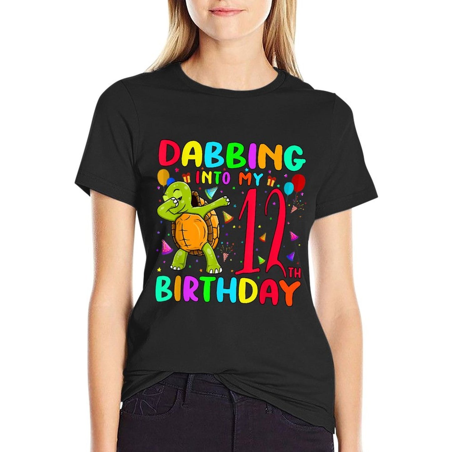 Dabbing Turtle 12 Years Old Boys Girls 12th Birthday Party  Soft T-Shirt