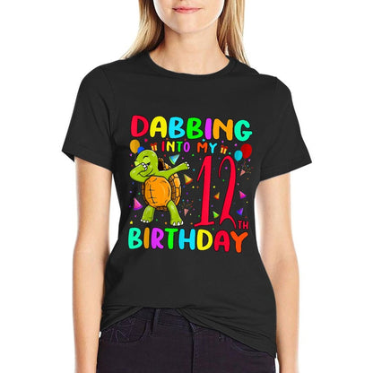 Dabbing Turtle 12 Years Old Boys Girls 12th Birthday Party  Soft T-Shirt