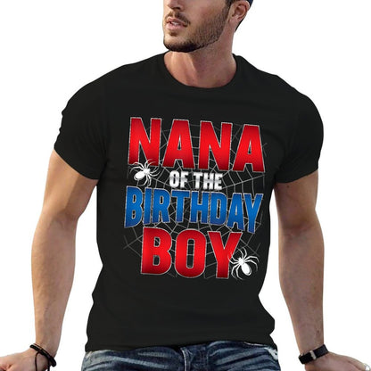 Nana Of The Birthday Boy Costume Spider Web Birthday Party  Rolled Sleeves T-Shirt