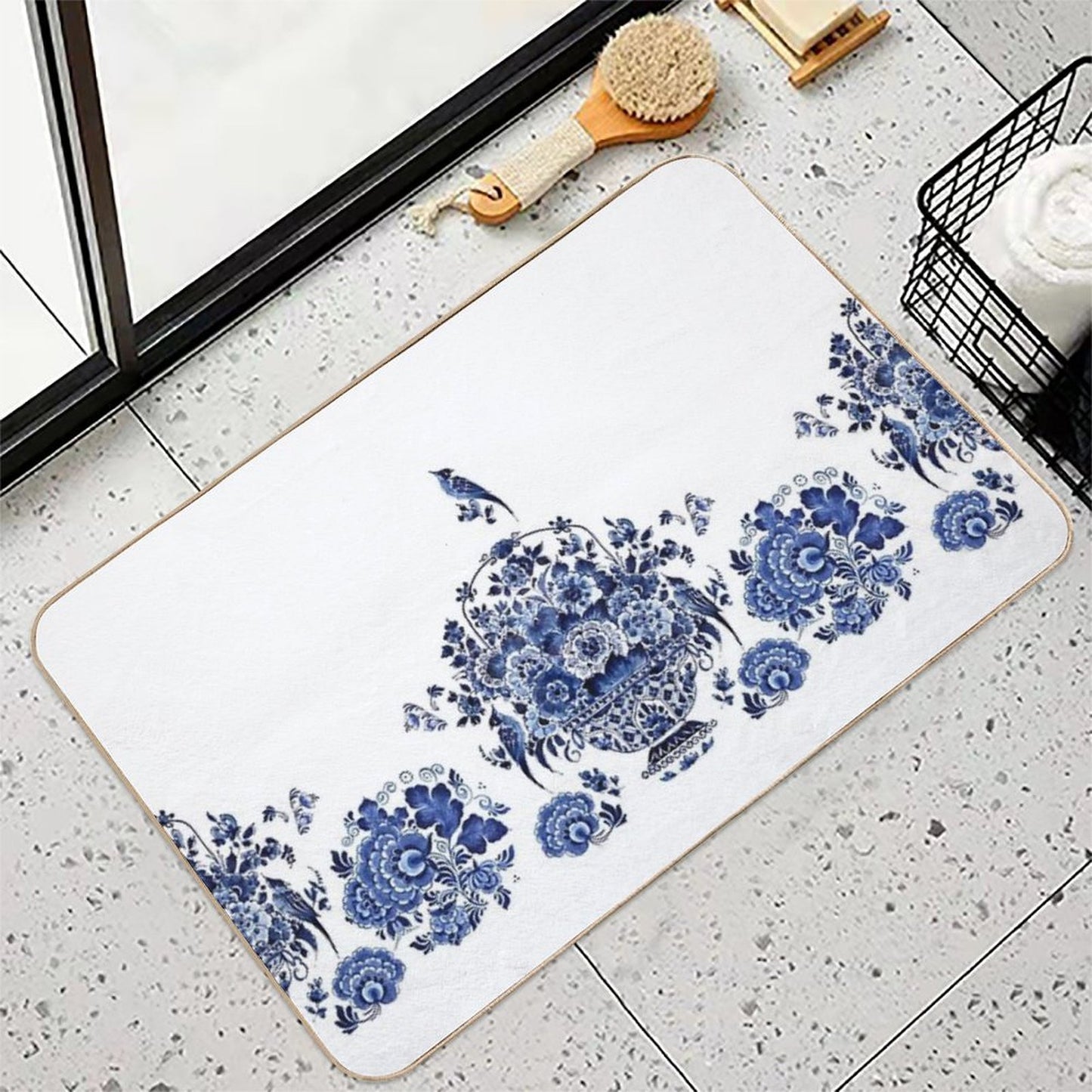 Blue Pottery Pattern  Rapid-Drying Bath Mat