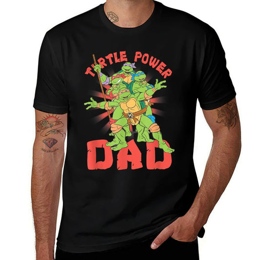 Teenage Mutant Ninja Turtles Dad Turtle Power Poster  Ribbed Collar T-Shirt