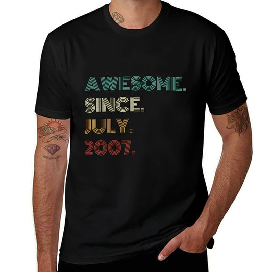 18 Years Old Awesome Since July 2007 18th Birthday Comfortable T-Shirt
