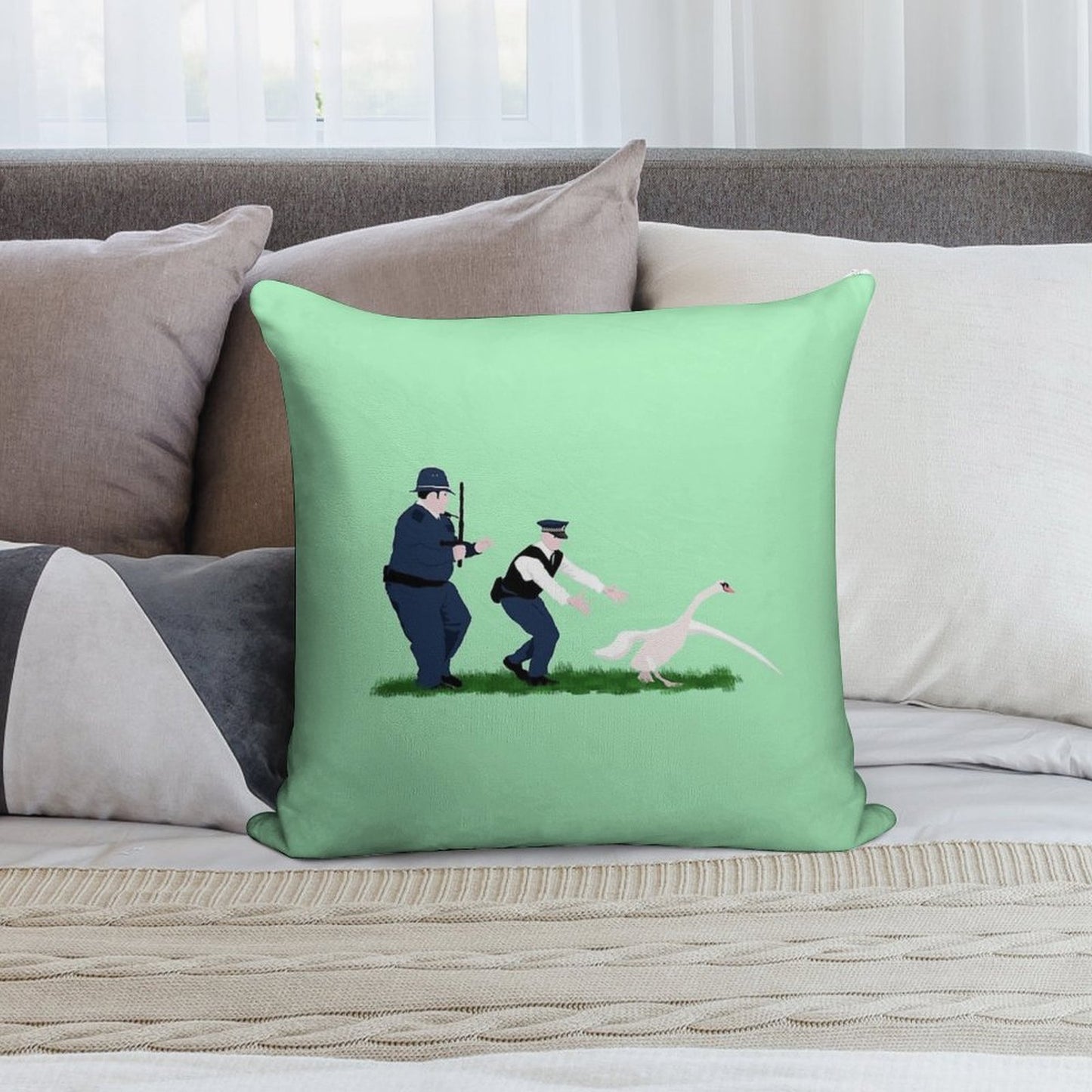 Swan Cops Soft Washable Throw Pillow