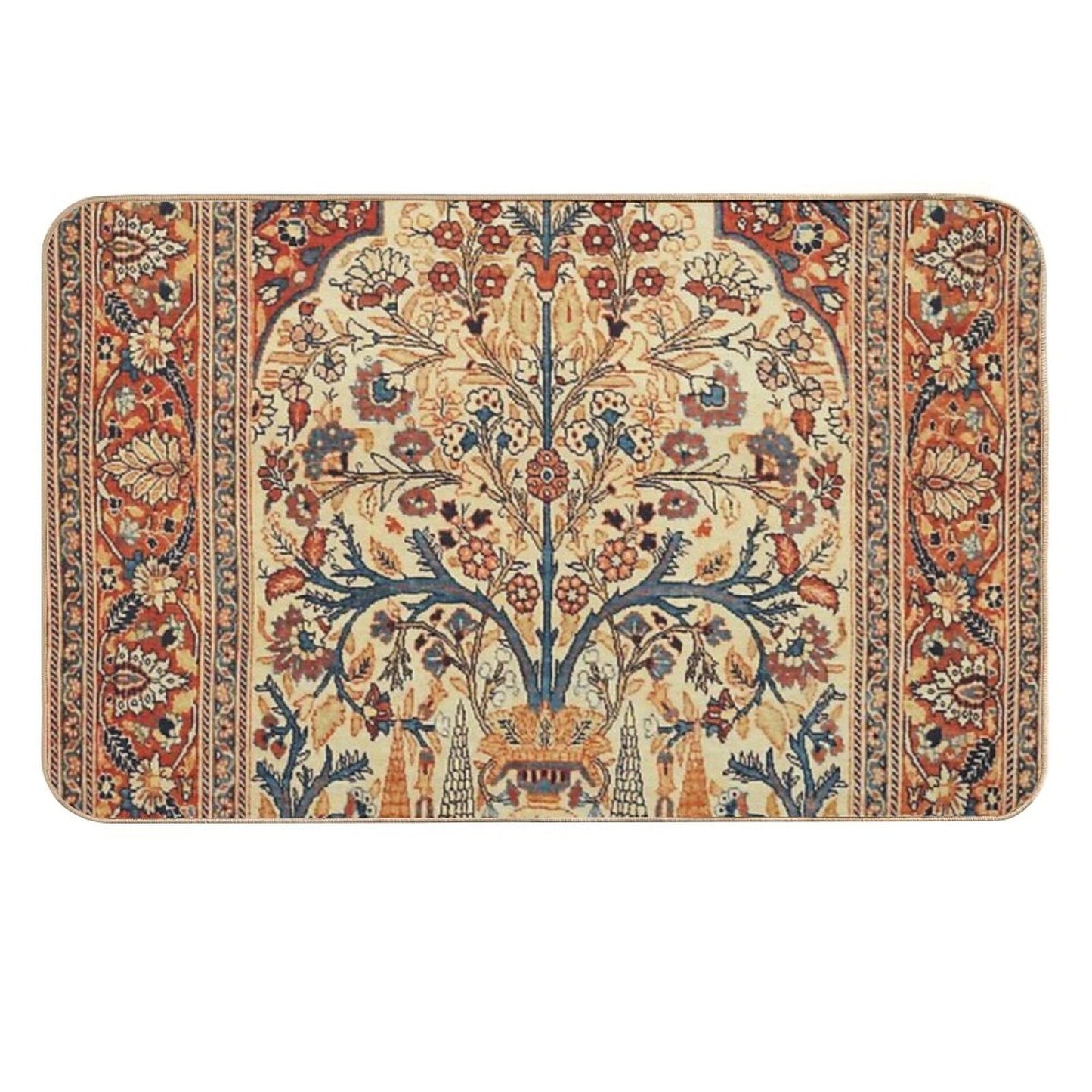 Tabriz Tree of Life Persian Rug Print Durable Bath Mat