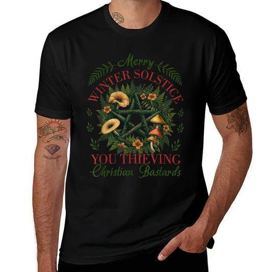 Funny Merry Winter Solstice You Thieving Christian Bastards  Heathered Texture T-Shirt