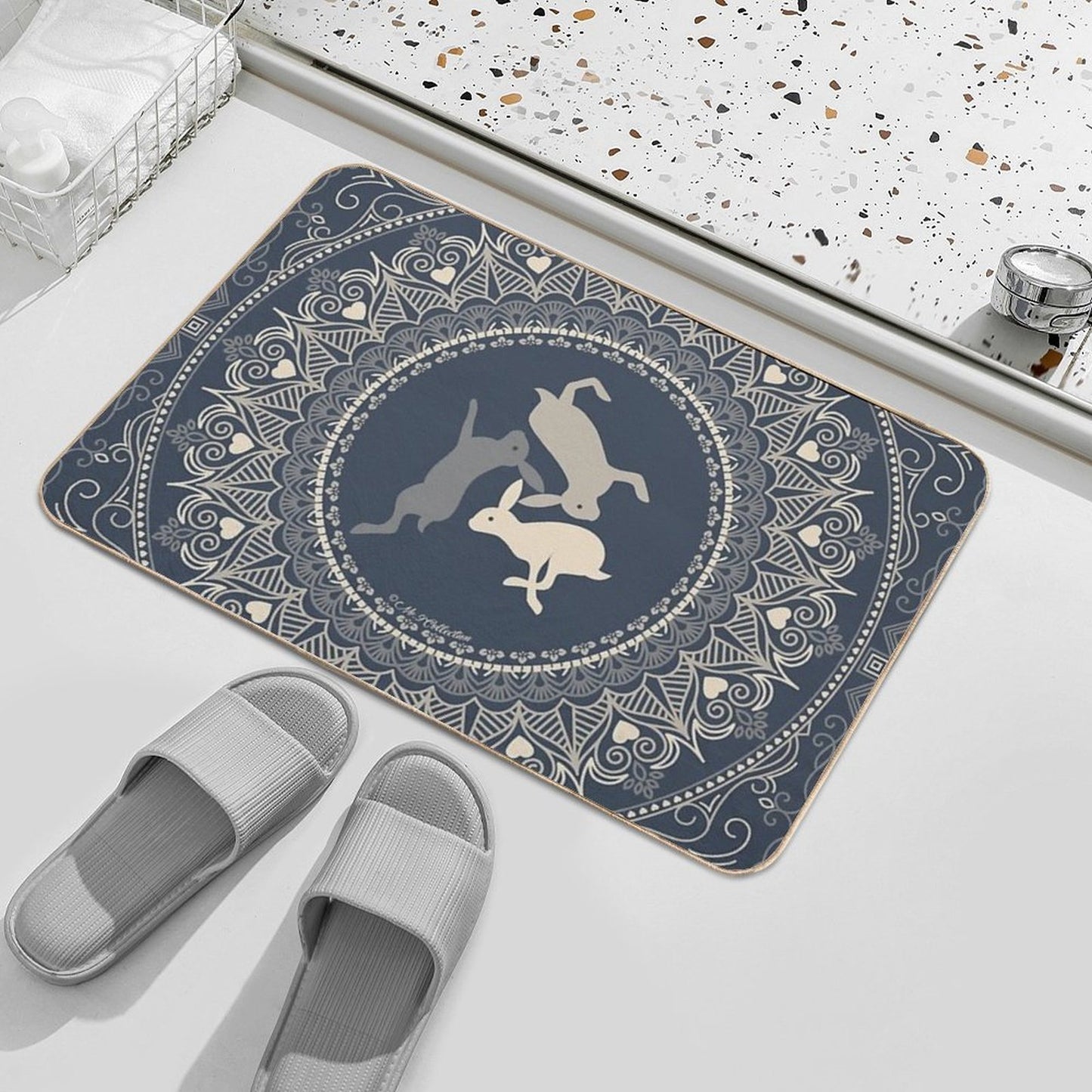 3 Running Hares  Dirt-Trapping Bath Mat