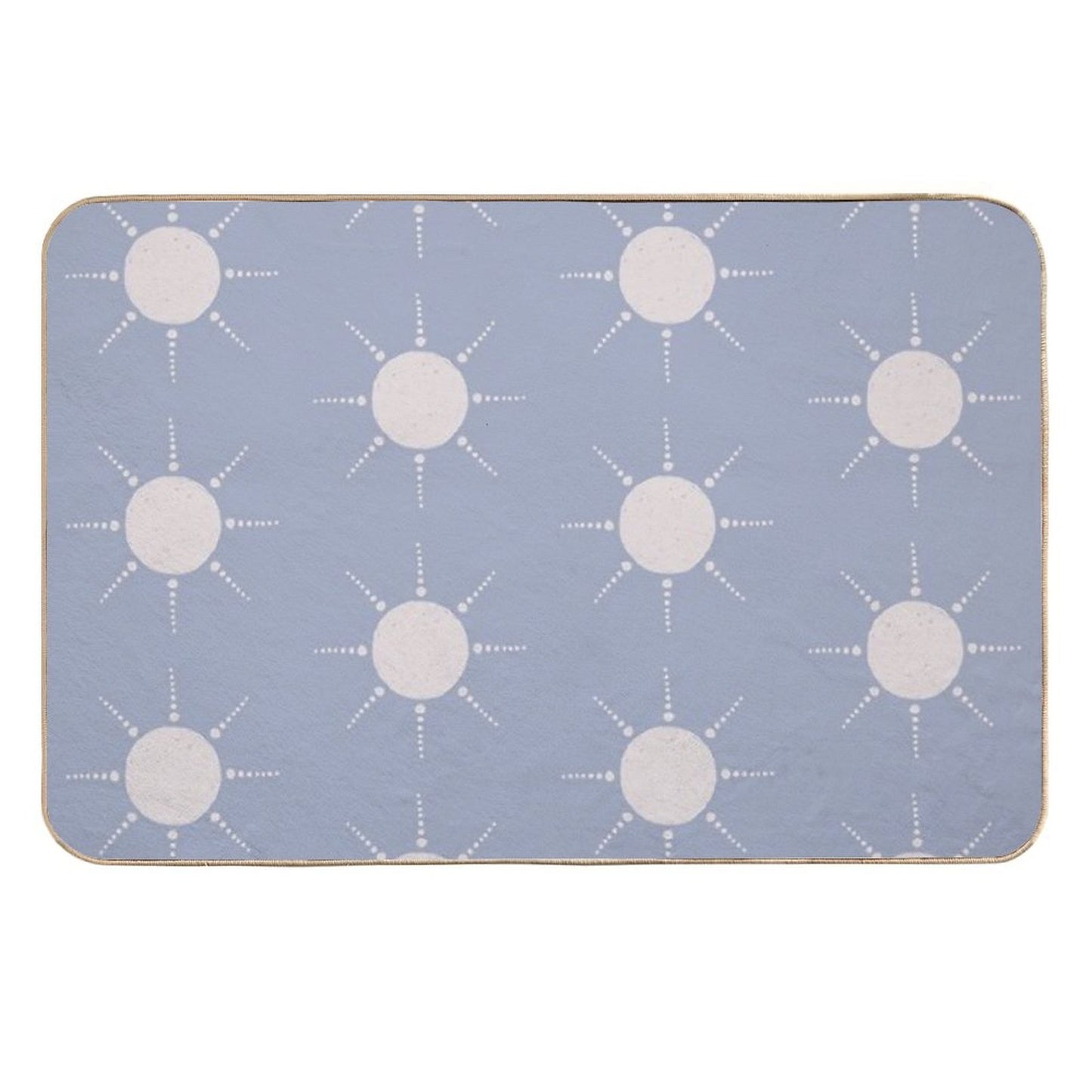 Pretty Polka Dots Sun Pattern Boho Aesthetic In Muted Colors Pigeon Blue  Long-Lasting Bath Mat