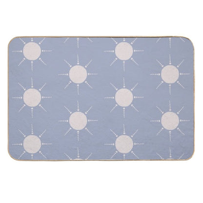 Pretty Polka Dots Sun Pattern Boho Aesthetic In Muted Colors Pigeon Blue  Long-Lasting Bath Mat