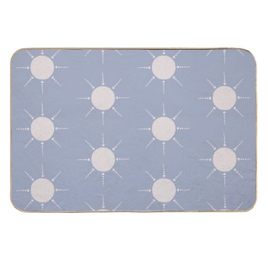 Pretty Polka Dots Sun Pattern Boho Aesthetic In Muted Colors Pigeon Blue  Long-Lasting Bath Mat