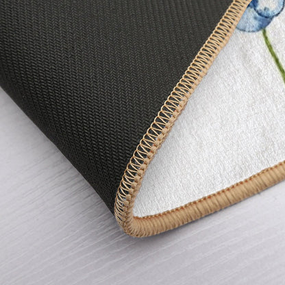 Hand Painted 2 Abstract Indigo Dandelions  Eco-Friendly Bath Mat