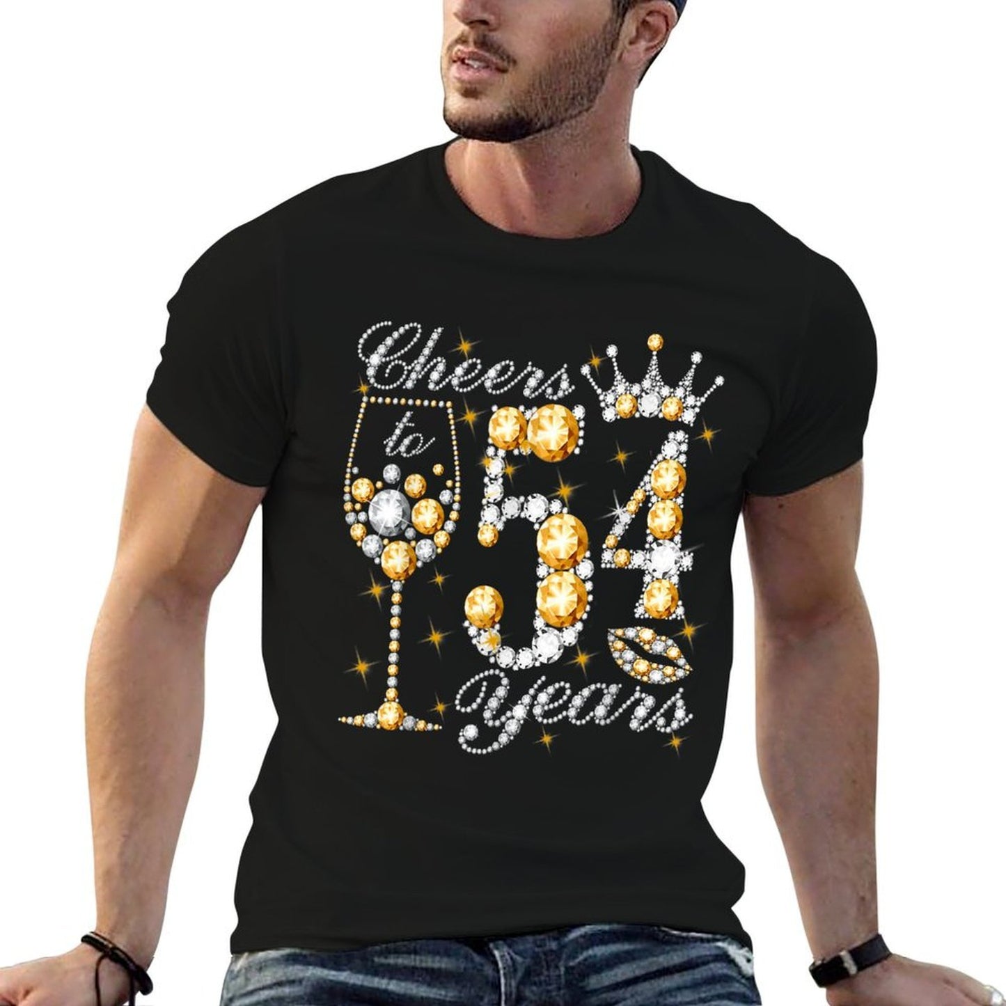 Cheers To 54 Years Old Happy 54th Birthday Queen Drink Wine  Slim-fit Cut T-Shirt