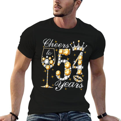 Cheers To 54 Years Old Happy 54th Birthday Queen Drink Wine  Slim-fit Cut T-Shirt