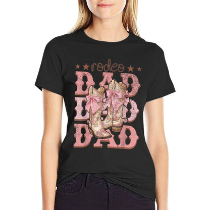 Rodeo Dad Pink Boots Coquette Cow-Girl Birthday Party  Ribbed Collar T-Shirt