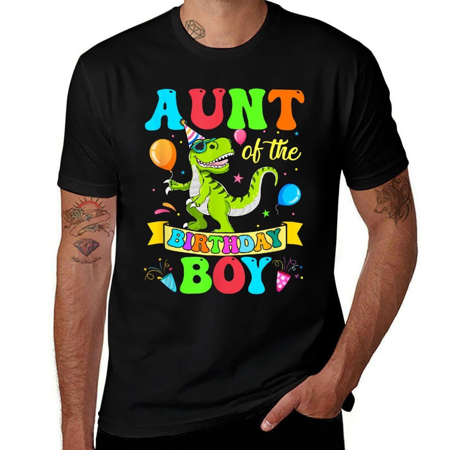 Love Family Matching Aunt Of The Birthday Boy T-Rex Dinosaur Birthday Party  Heathered Texture T-Shirt