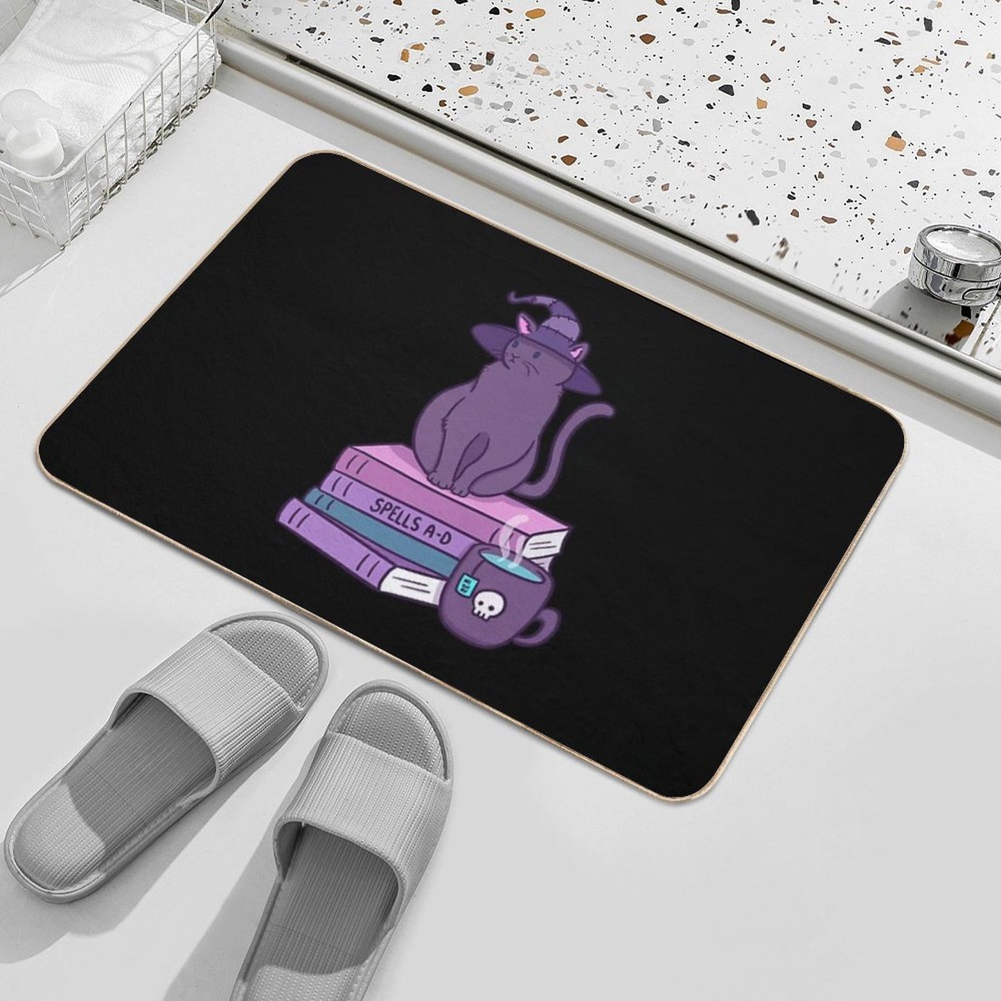 Feline Familiar  Black  Nikury  Anti-Trip Bath Mat