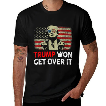 Trump Won Get Over It Patriotic Pro Trump Anti Kamala Funny  Fade-proof Color T-Shirt