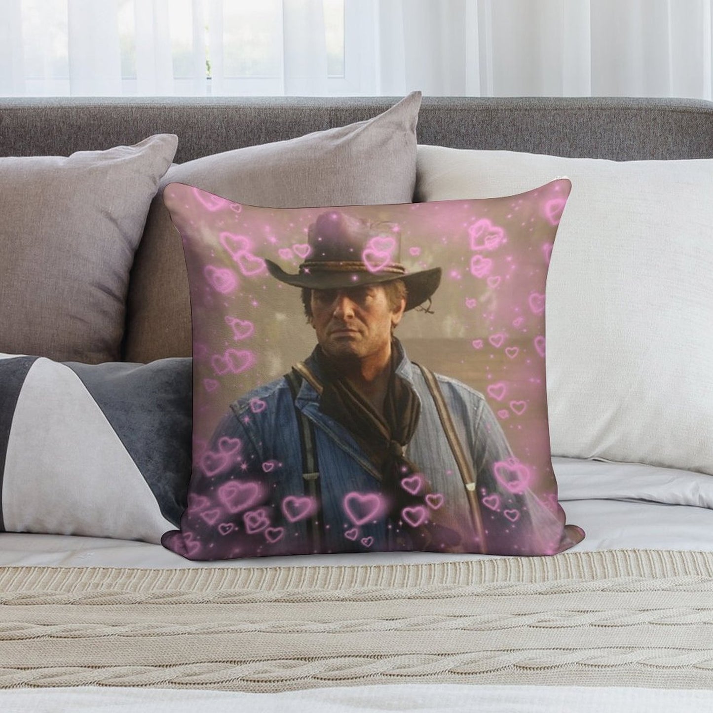 Arthur Morgan Hearts Soft High-Density Material Throw Pillow