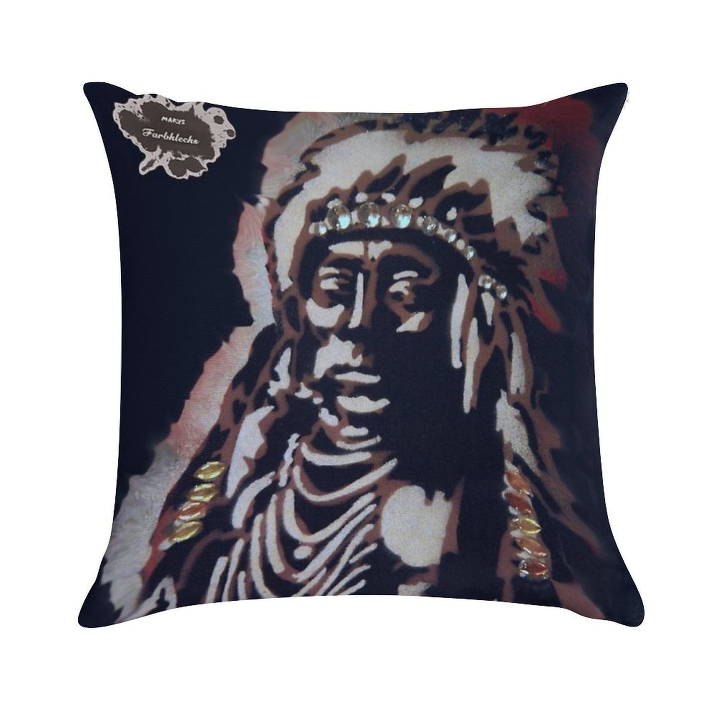 Indian with His Headdress Soft Home Decor Throw Pillow