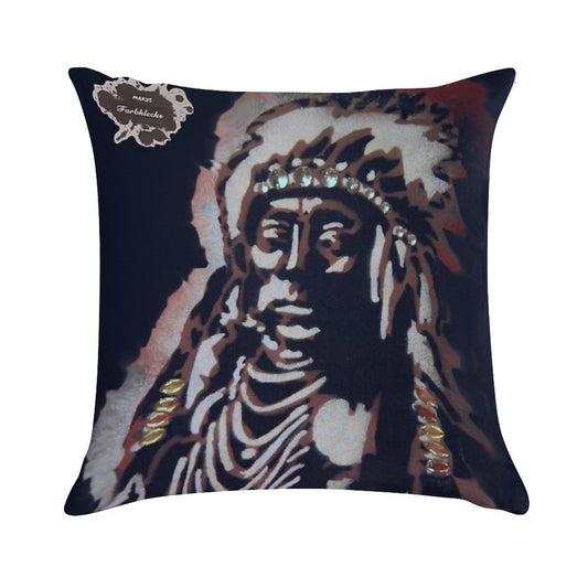 Indian with His Headdress Soft Home Decor Throw Pillow