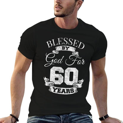 Blessed by God 60th Birthday Gift Sixty Years Old Religious  Rolled Sleeves T-Shirt