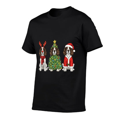 Retro Christmas English Springer Spaniel Santa Reindeer Dog  Classic T-Shirt