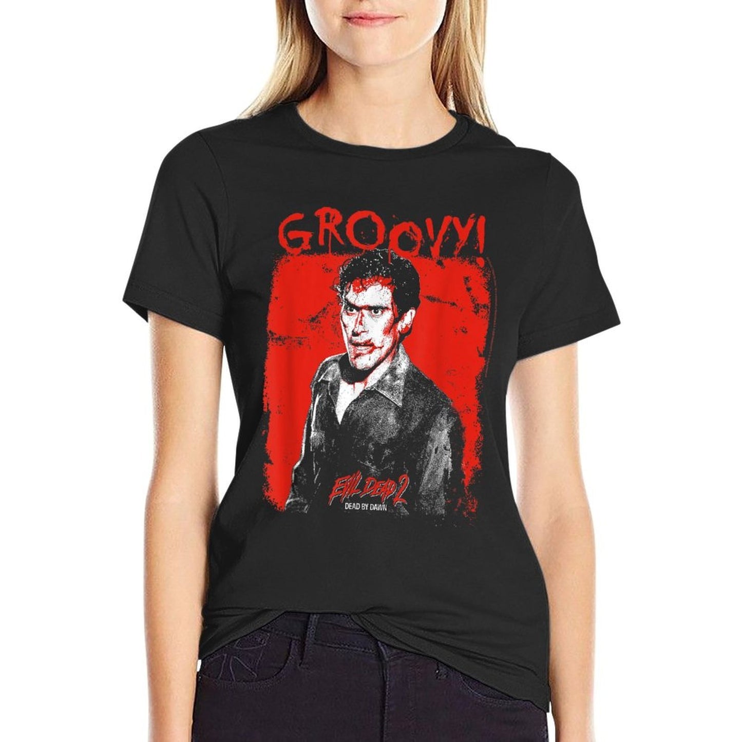 Ripple Junction X Evil Dead 2 Ash Williams Bloody Groovy  Slim-fit Cut T-Shirt