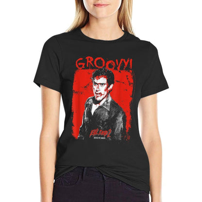 Ripple Junction X Evil Dead 2 Ash Williams Bloody Groovy  Slim-fit Cut T-Shirt