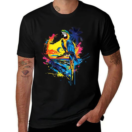 Tropical Twilight Delight Parrot Sunset  Stretchy T-Shirt