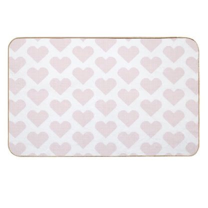 Blush Pink Heart Gingham Sweetness  Eco-Friendly Bath Mat