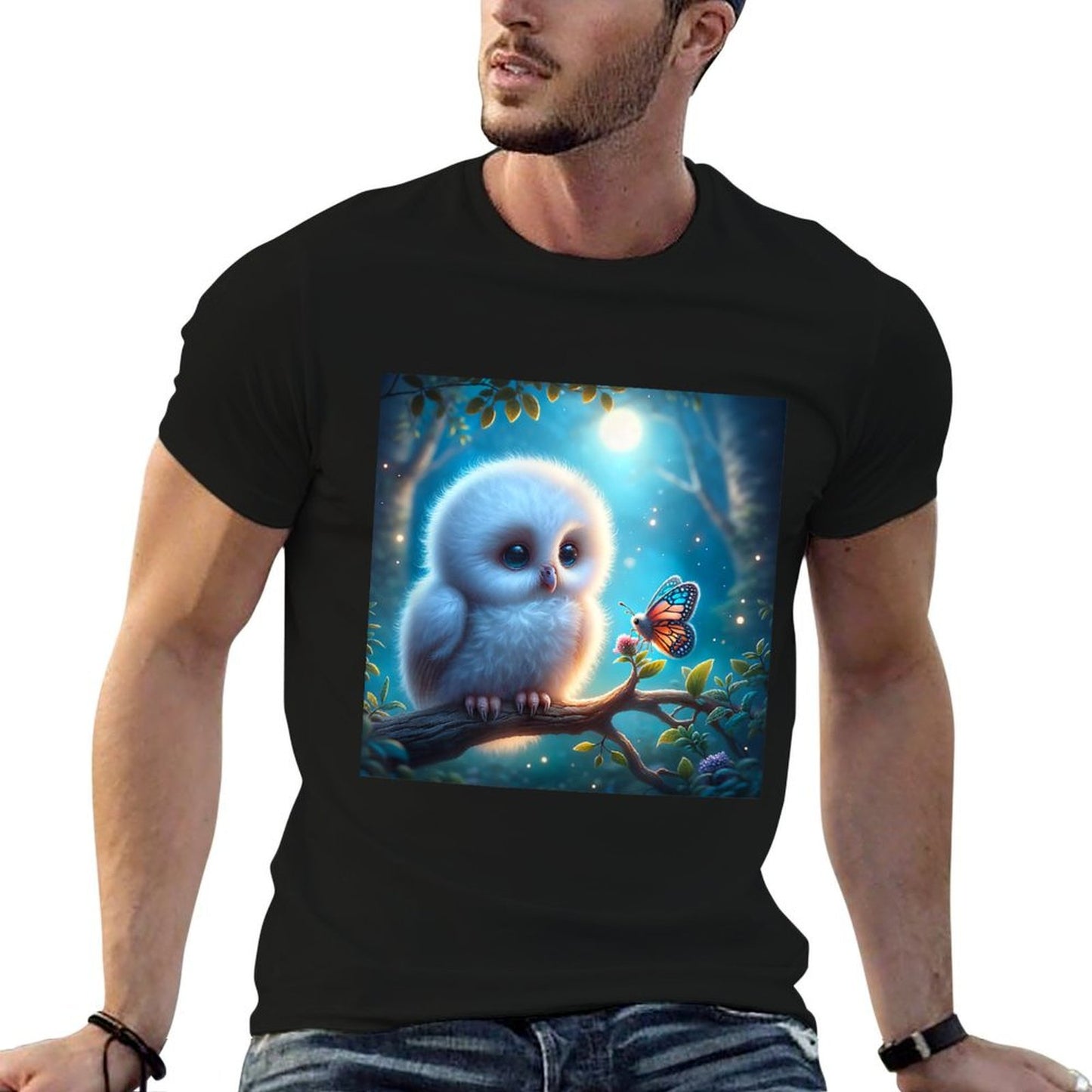 Twilight Whispers Baby Owl & Butterfly - A Serene Encounter  Versatile T-Shirt